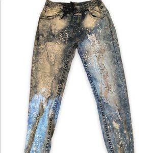 Mens distressed denim jogger